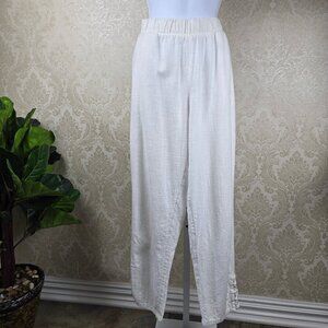 Soft Surroundings Size Medium White Cotton Casual Pants Straight Leg Pockets
